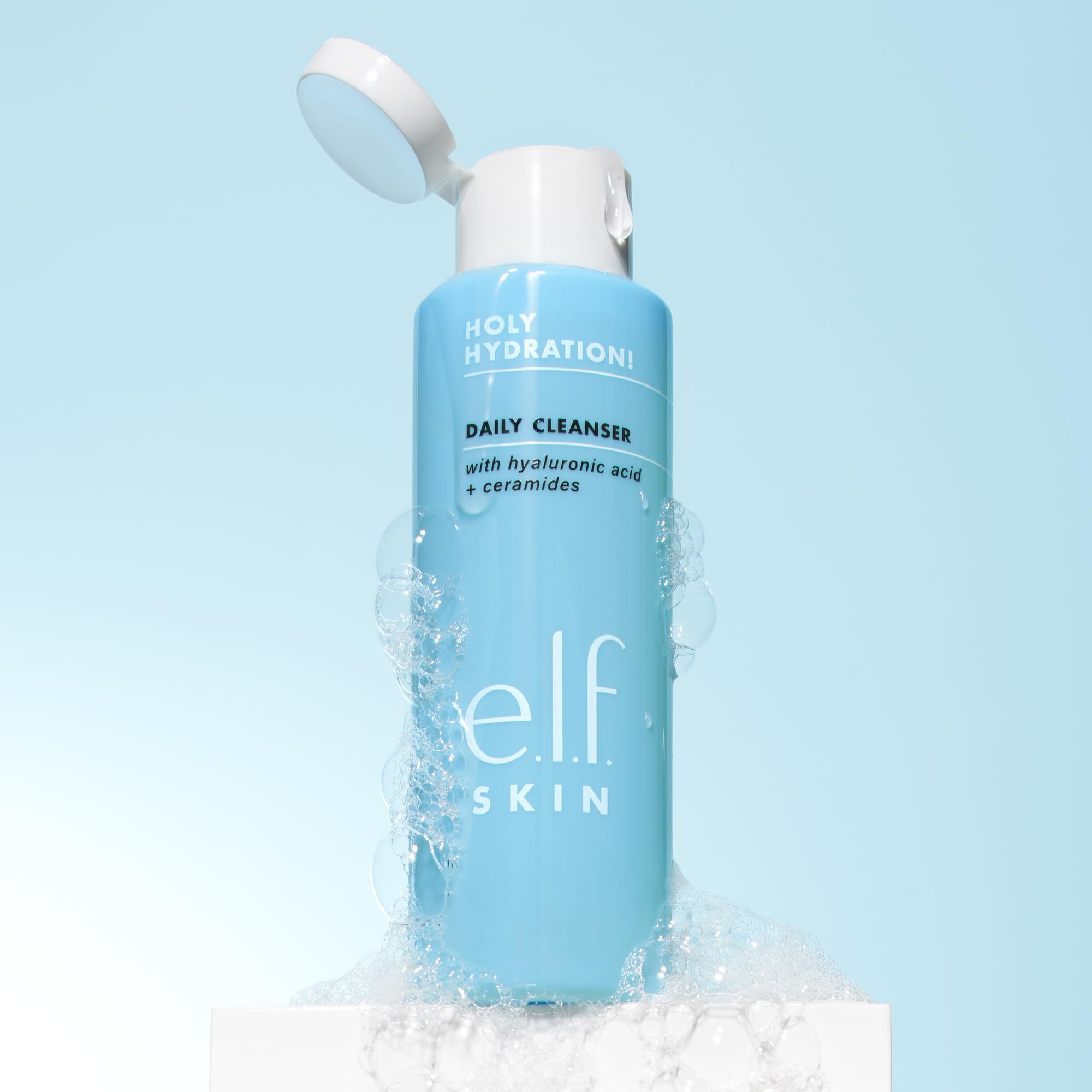 Vegan and cruelty free e.l.f. skincare foaming gel formula back view