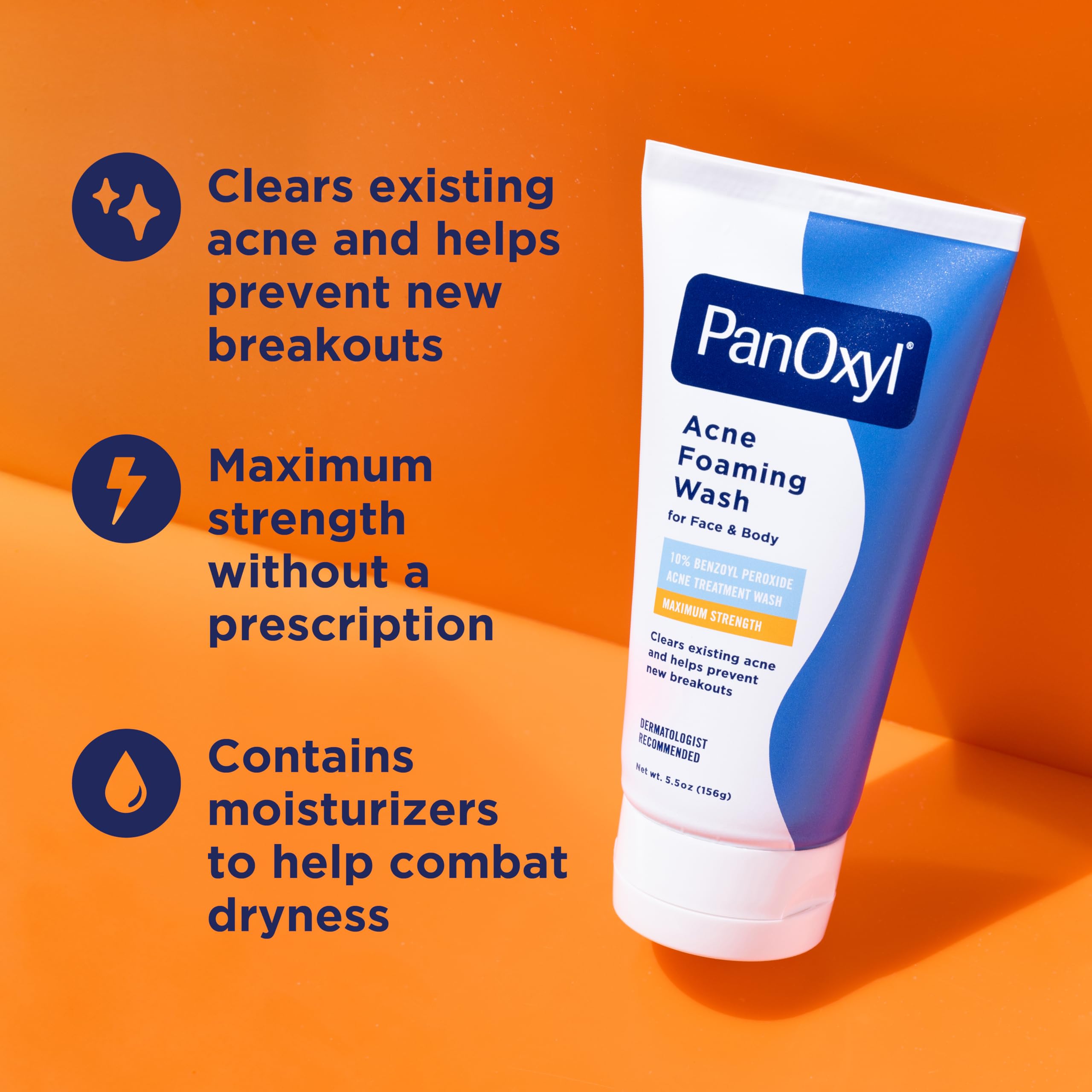 PanOxyl acne foaming wash 5.5 fluid ounce tube packaging