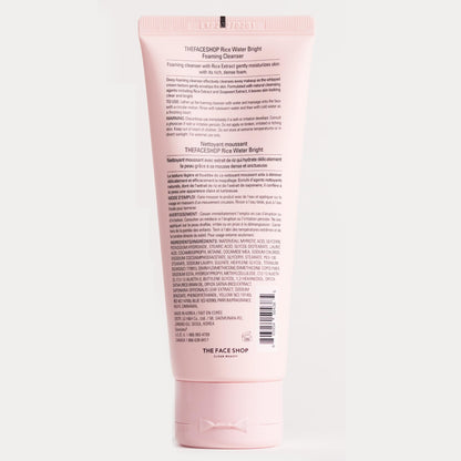 The Face Shop Rice Water Bright Korean Cleanser creamy texture lathering into a rich foam.