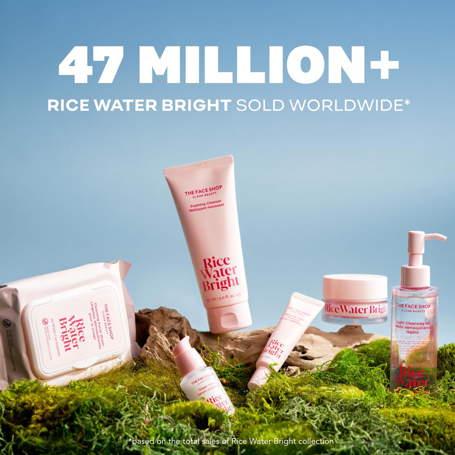 Rich whipped foam texture of the Rice Water Bright gentle face wash on hands.