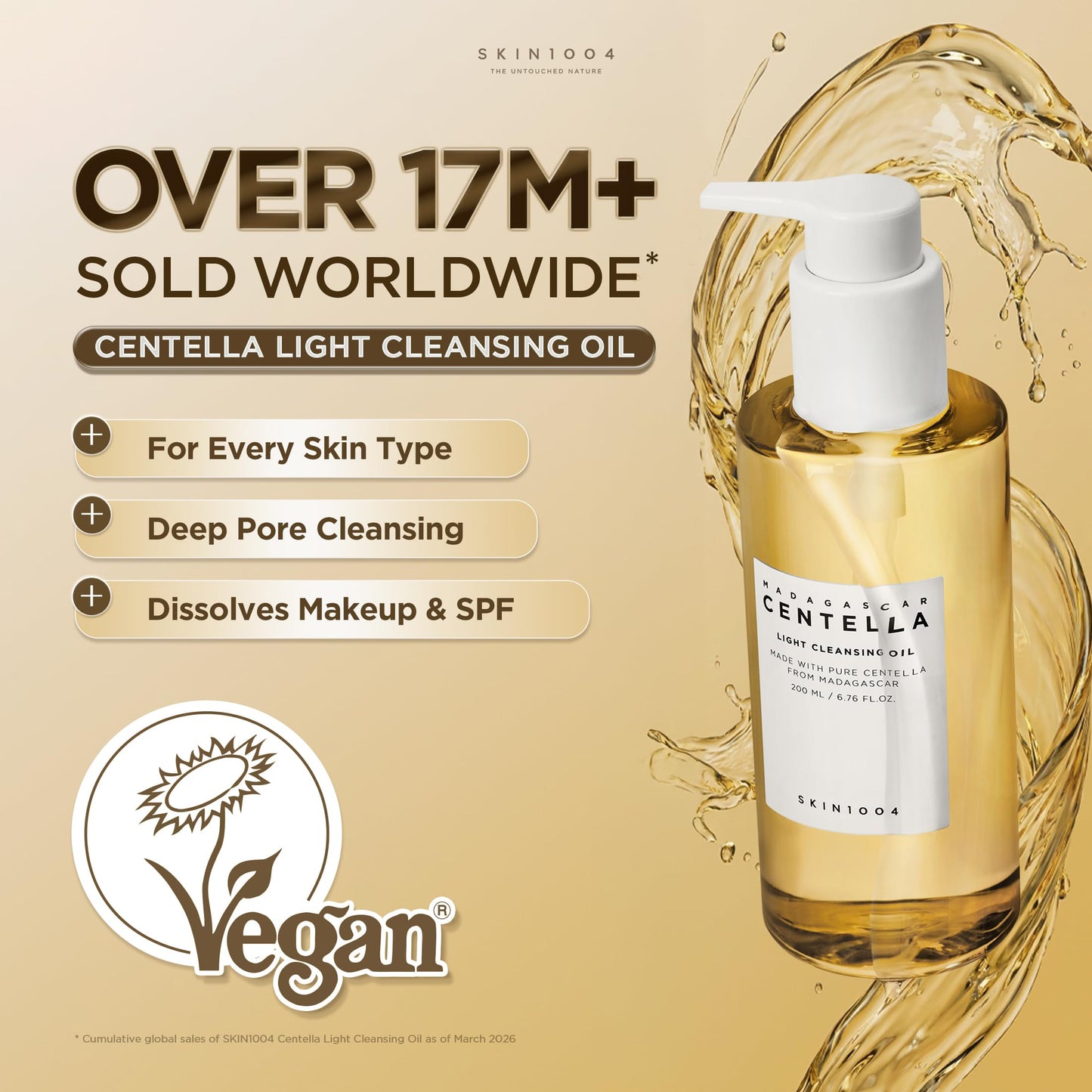 Close up of SKIN1004 Centella cleansing oil texture on hand