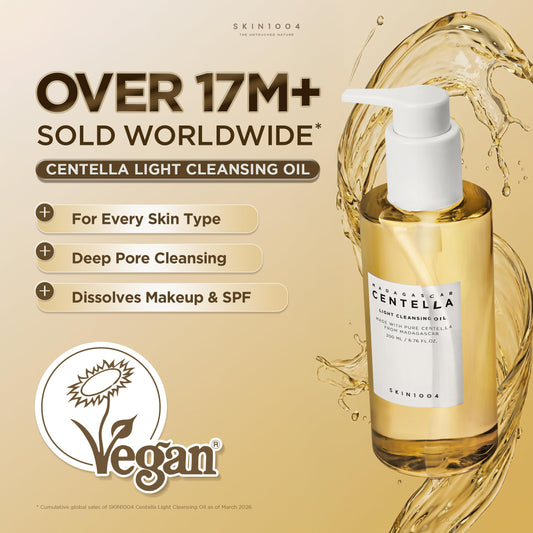 Close up of SKIN1004 Centella cleansing oil texture on hand