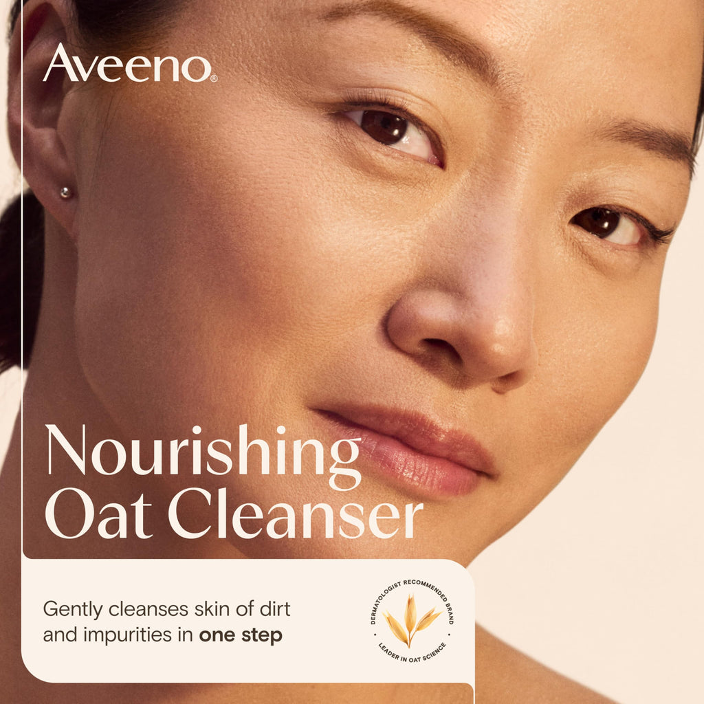 Aveeno sensitive skin face wash pump bottle close up