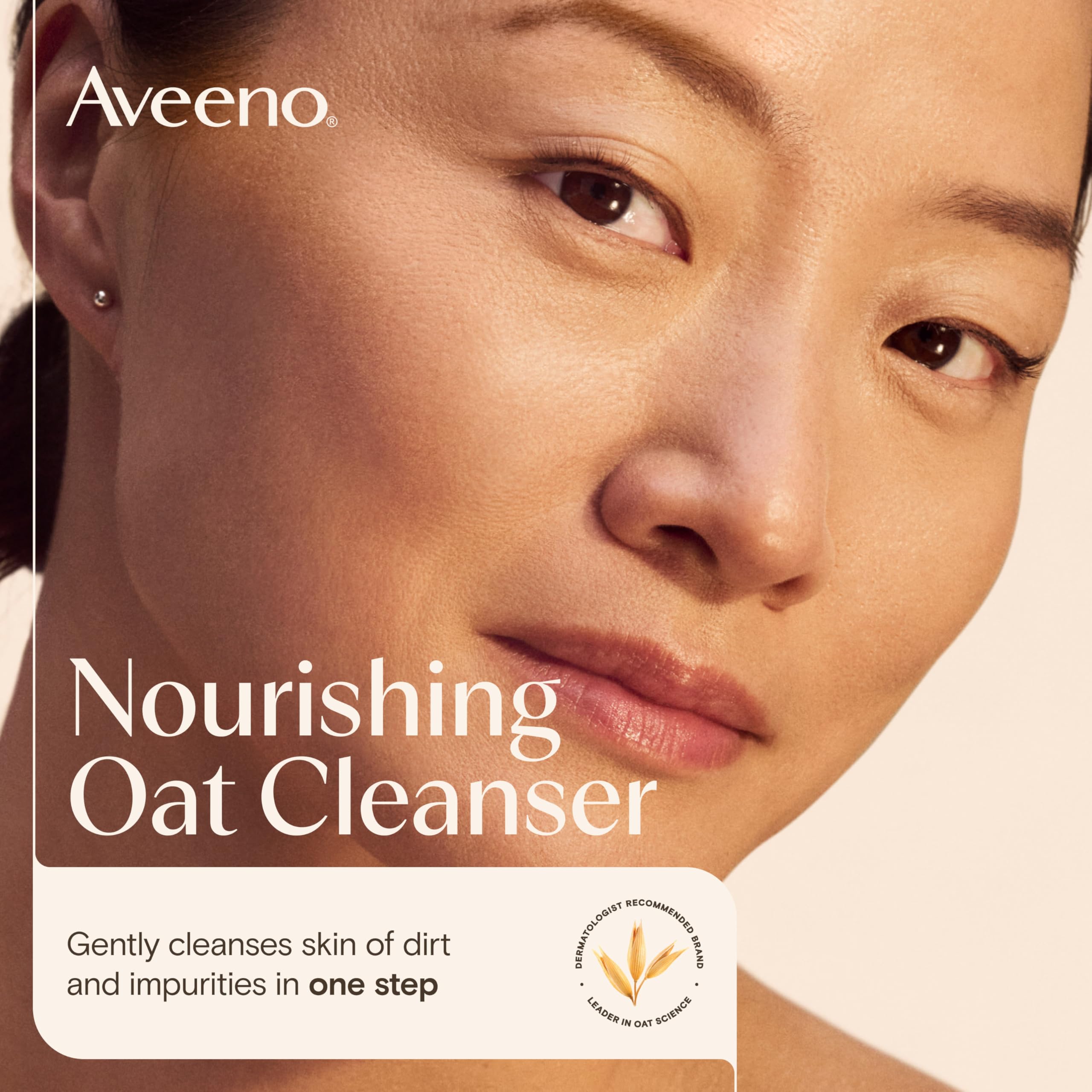 Aveeno Calm and Restore face wash bottle showing instructions and ingredients list on the back label