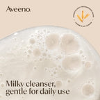 Back label of Aveeno hydrating facial cleanser showing ingredients