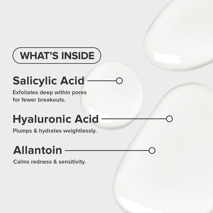 Water light acne clearing solution bottle displaying active ingredients list