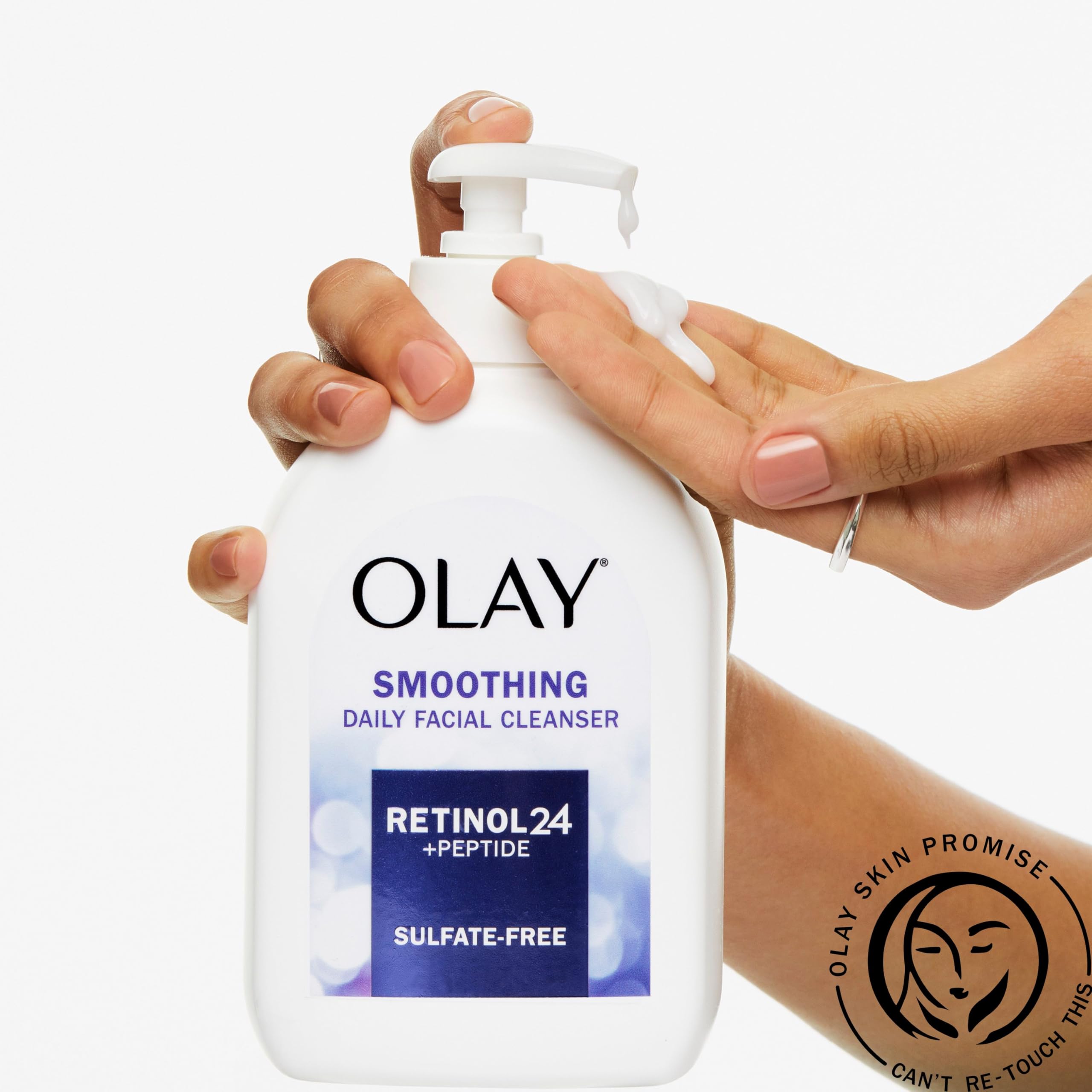 Back label of Olay smoothing daily face wash showing ingredients and directions