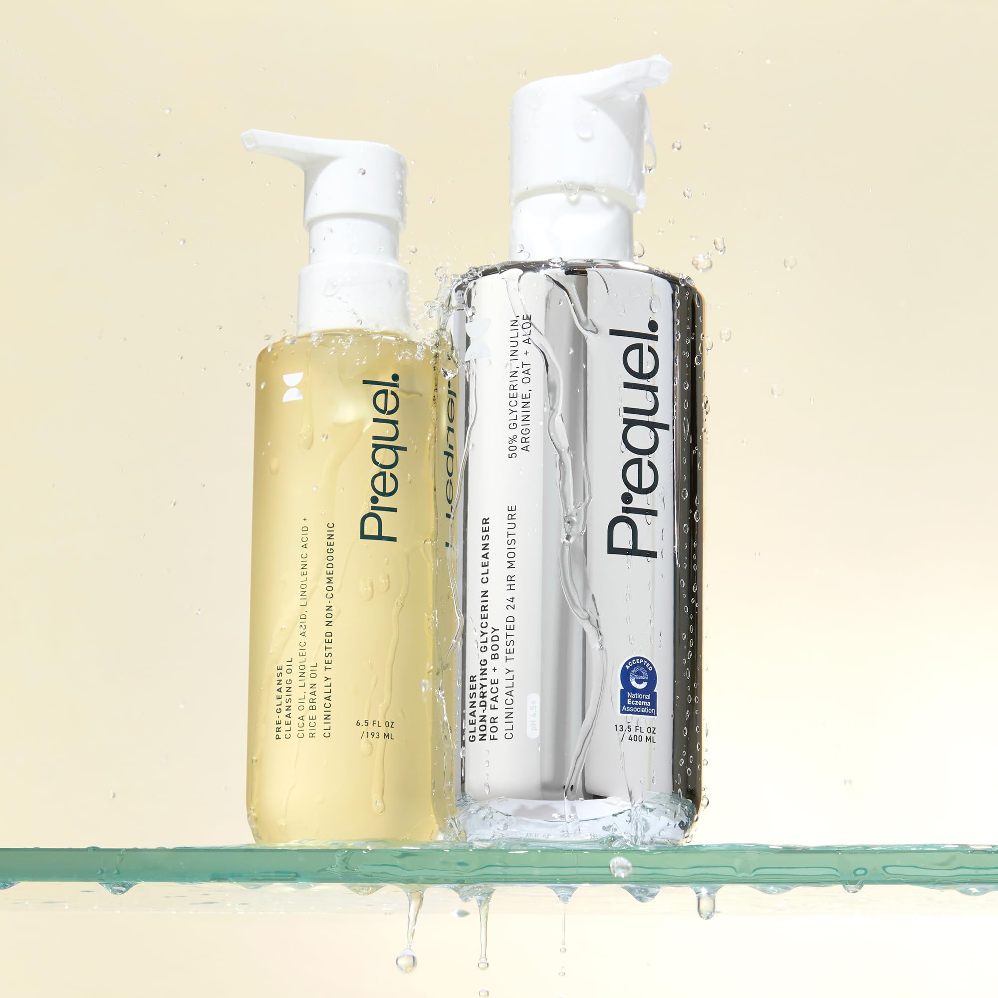 Application of Prequel Skin Pre-Gleanse on dry skin