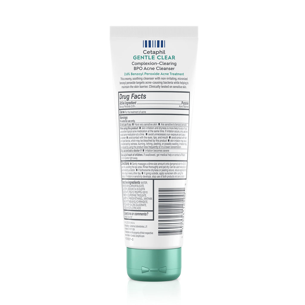 Cetaphil acne face wash back label with ingredient details
