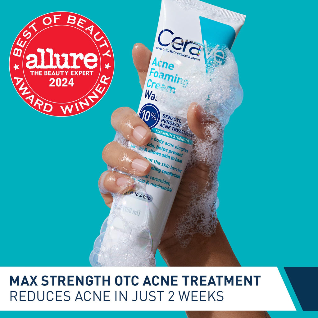 CeraVe 10 Percent Benzoyl Peroxide cleanser tube back label