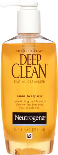 Neutrogena beta hydroxy acid face wash packaging details and clear fluid formula