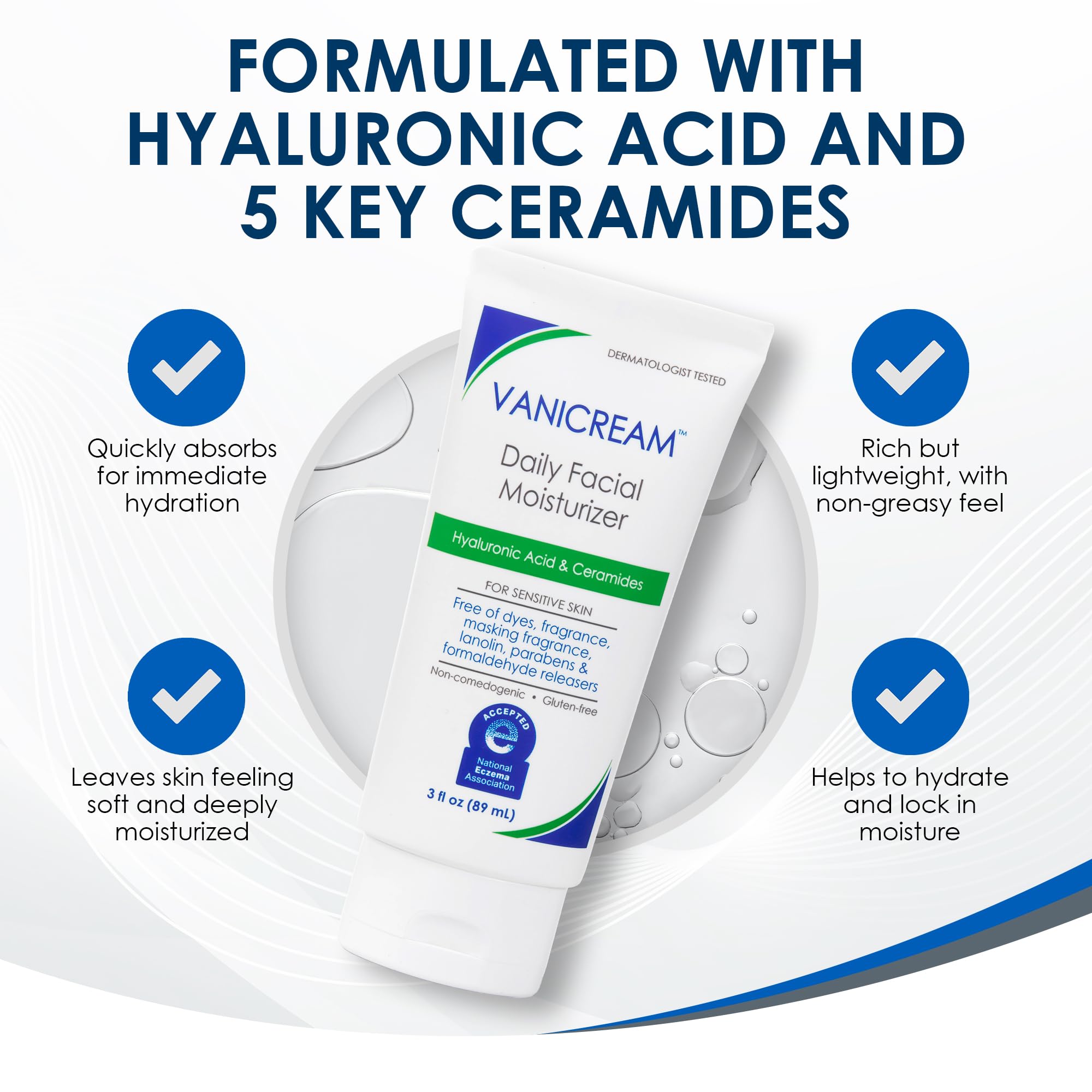 Dermatologist tested Vanicream facial moisturizer for eczema prone skin