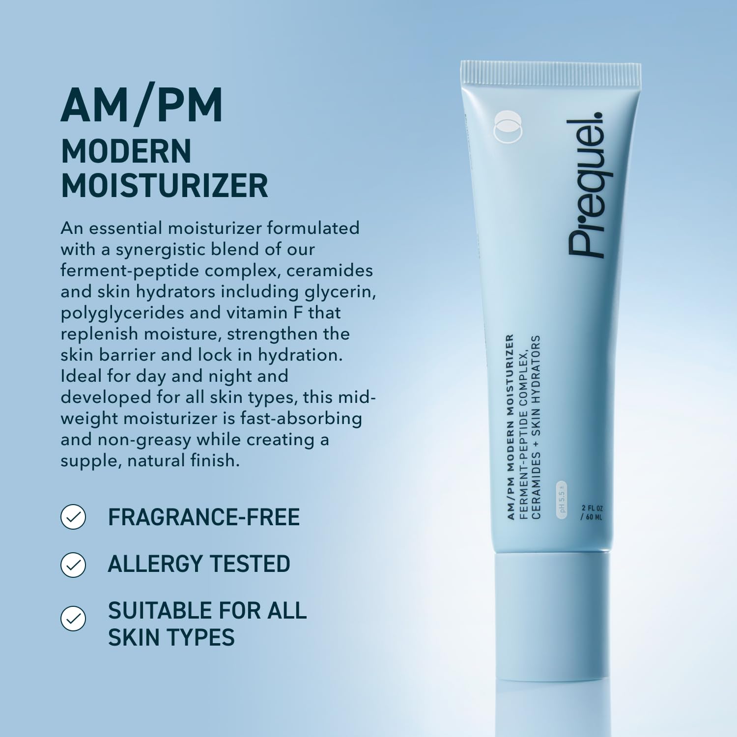 Prequel Skin hydrating moisturizer with peptides and ceramides packaging