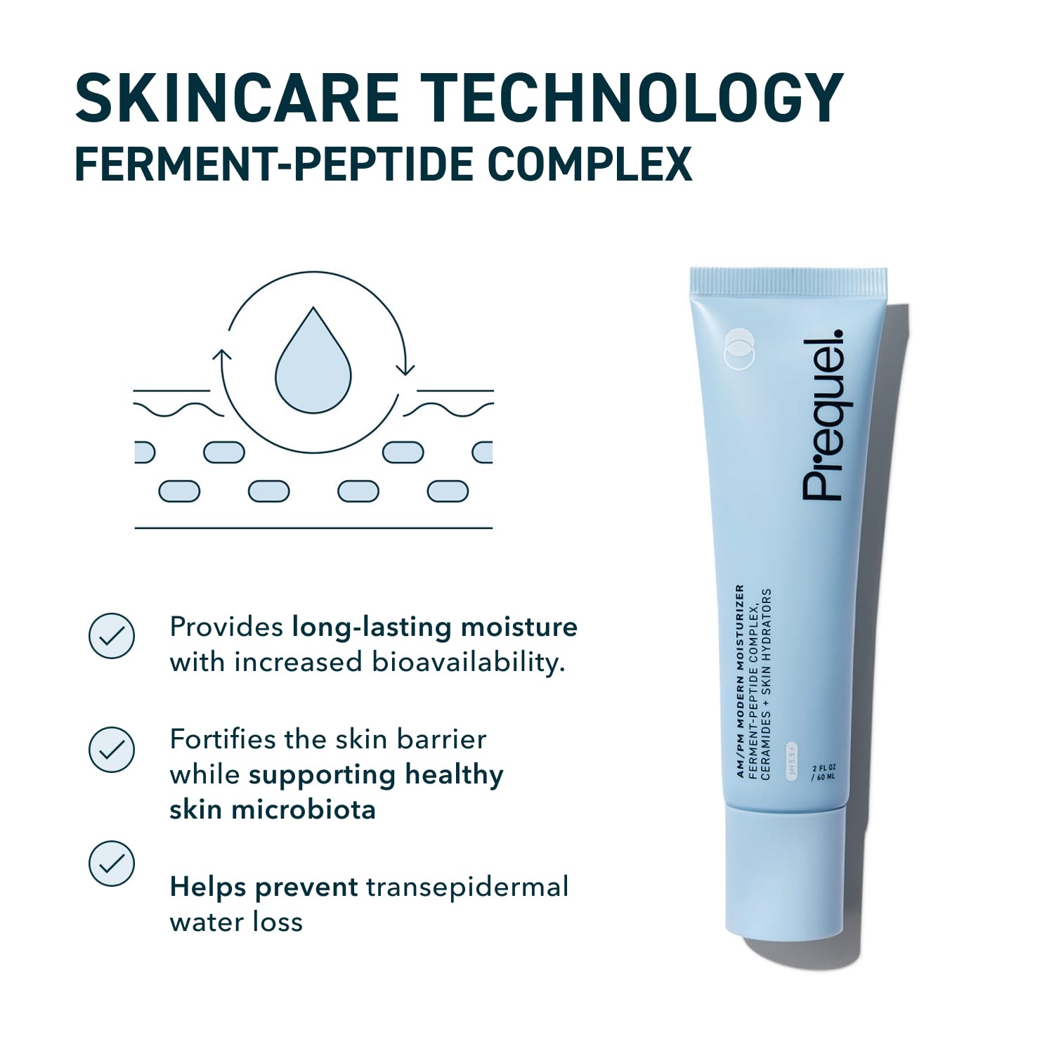 Prequel AM/PM cream texture display showing mid weight non greasy formula