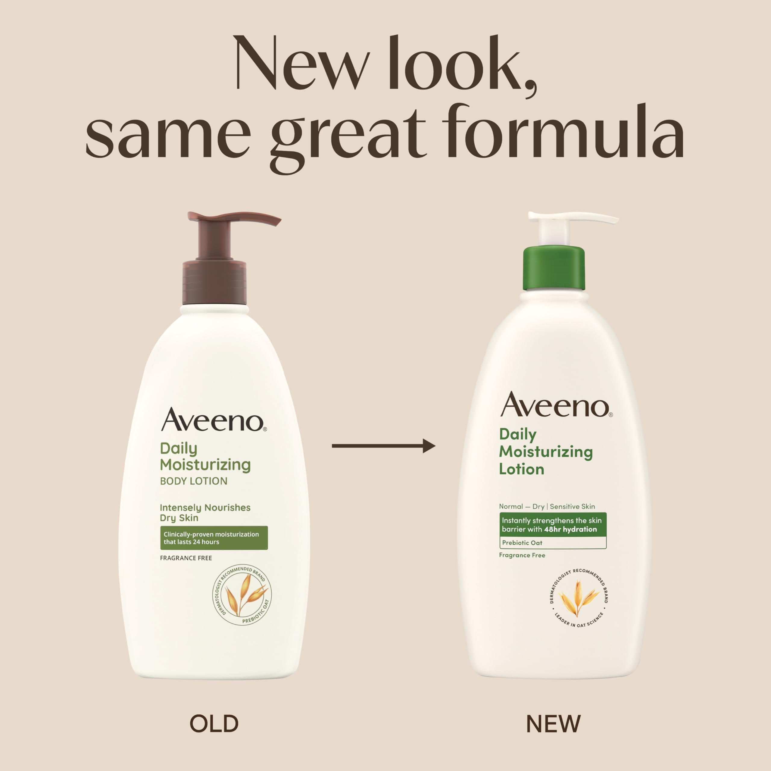 Aveeno prebiotic oat dry skin moisturizer bottle displaying ingredient information