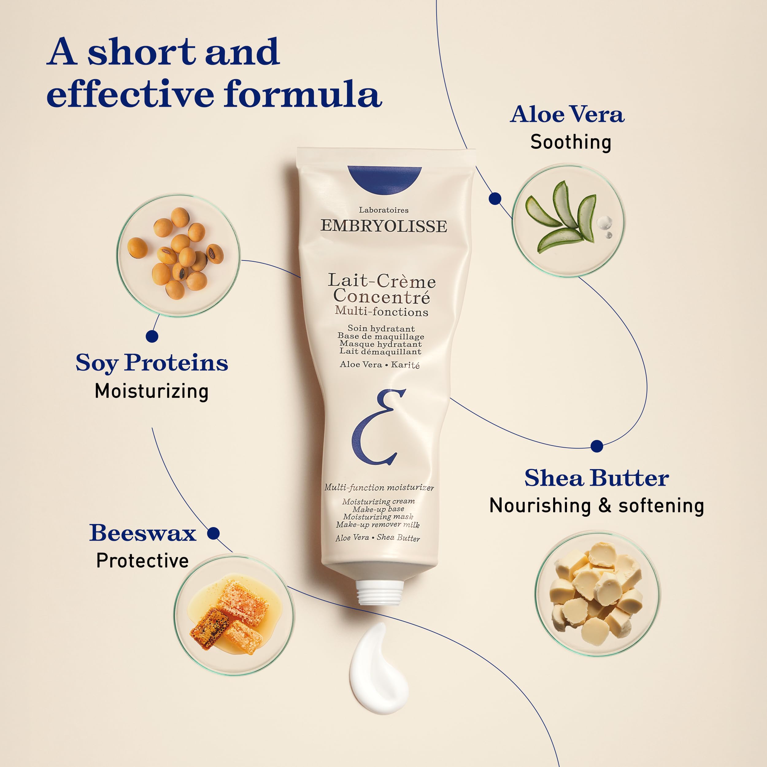 Embryolisse multi-purpose nourishing moisturizer held in hand to display the travel friendly 75 ml size