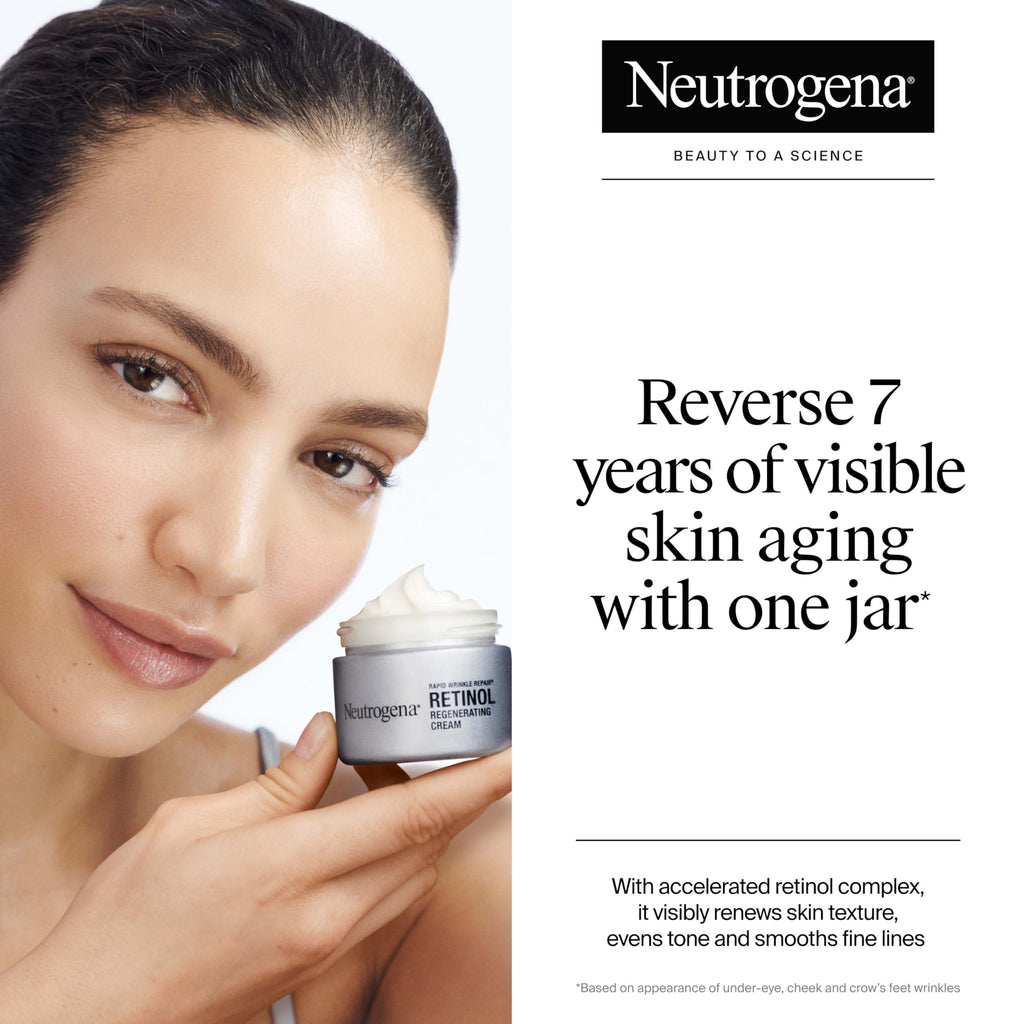 Neutrogena anti wrinkle face cream with hyaluronic acid jar on counter