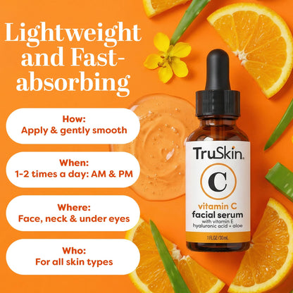 Texture shot of TruSkin anti aging face serum being dispensed from a glass dropper