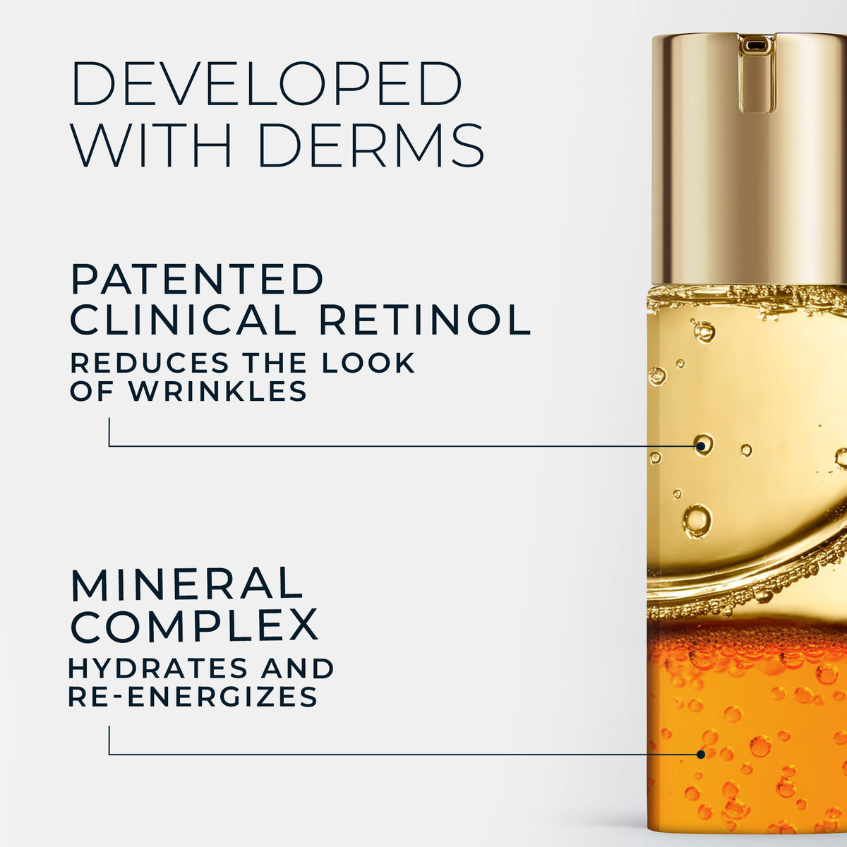 RoC facial serum being applied to skin demonstrating absorption