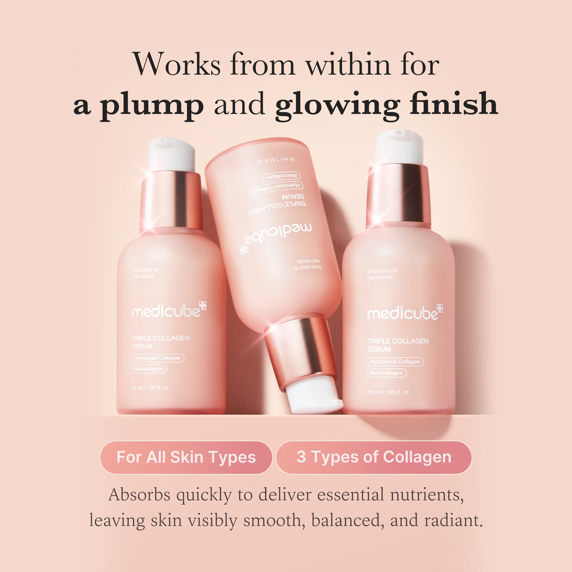 Lightweight texture of Medicube glass skin serum on fingertips
