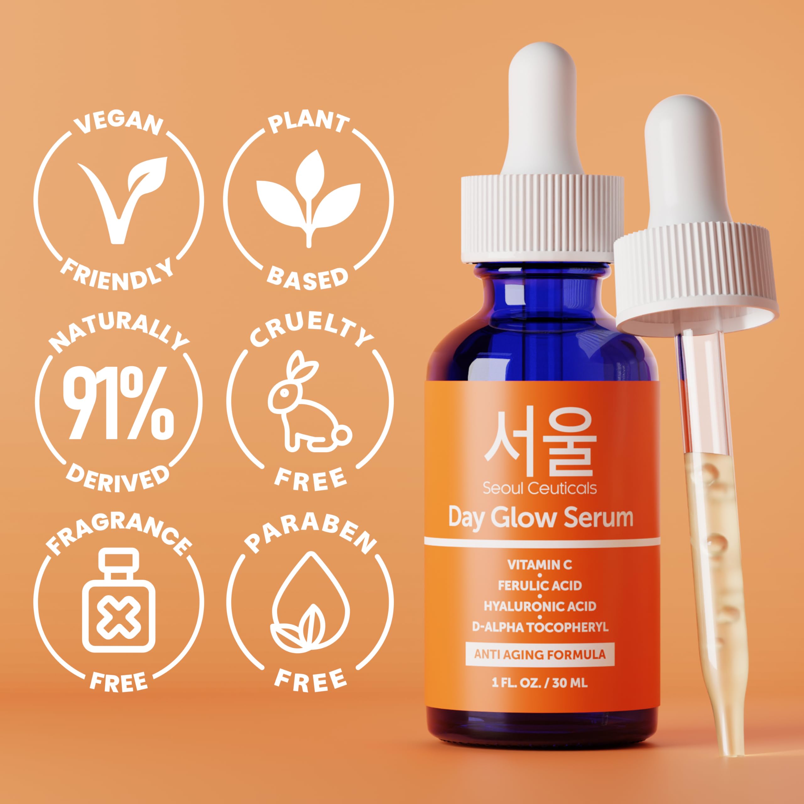 Seoul Ceuticals day glow serum for fine lines wrinkles and dark spots reduction