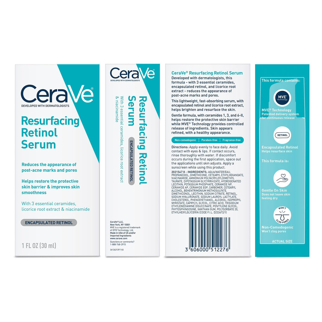 Lifestyle shot of CeraVe Resurfacing Retinol Serum ready for use