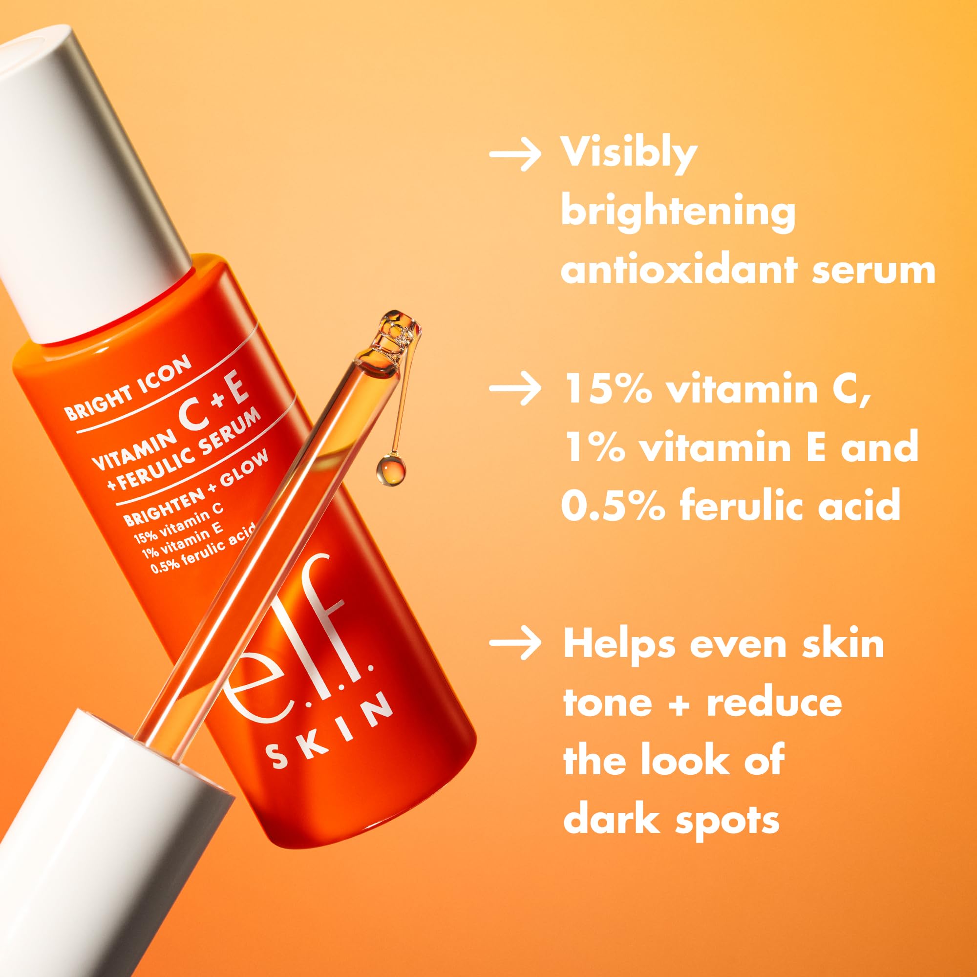 e.l.f. SKIN brightening facial treatment packaging showing premium ingredients list