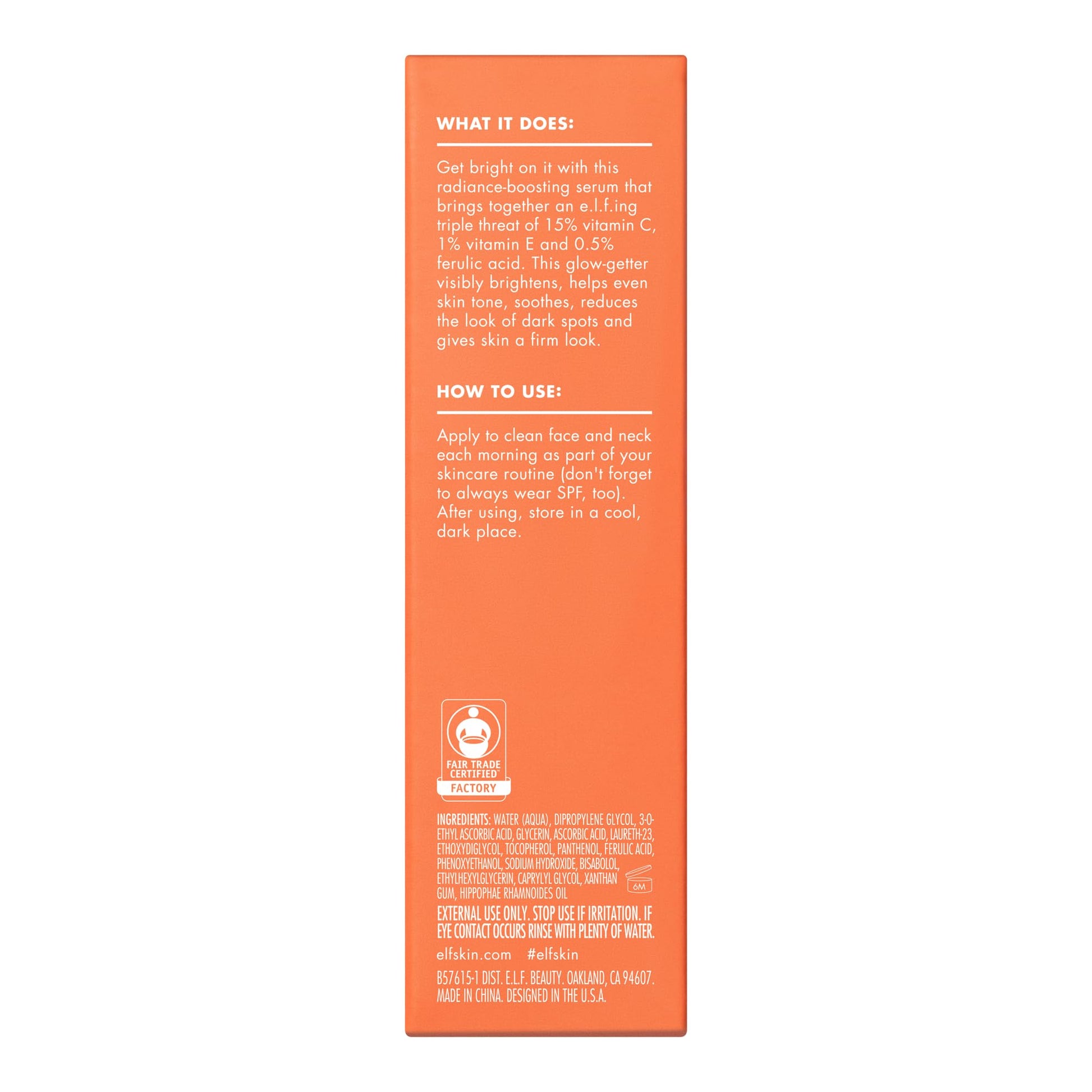 e.l.f. SKIN Bright Icon professional skincare bottle with accurate metric measurements