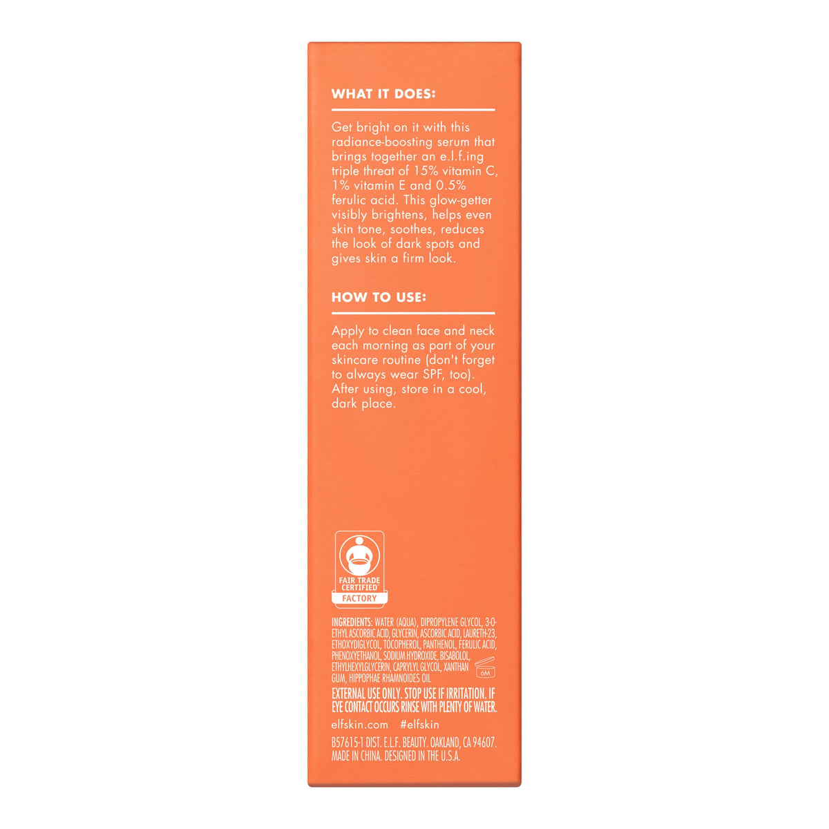 E.l.f. Skin Bright Icon Vitamin C Serum cruelty free certification seals