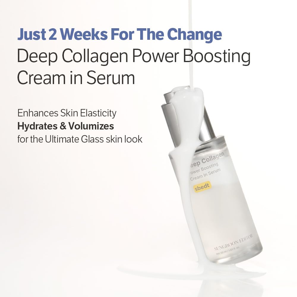 Korean skincare collagen serum bottle highlighting 5 percent Volufiline and 58 percent low molecular collagen