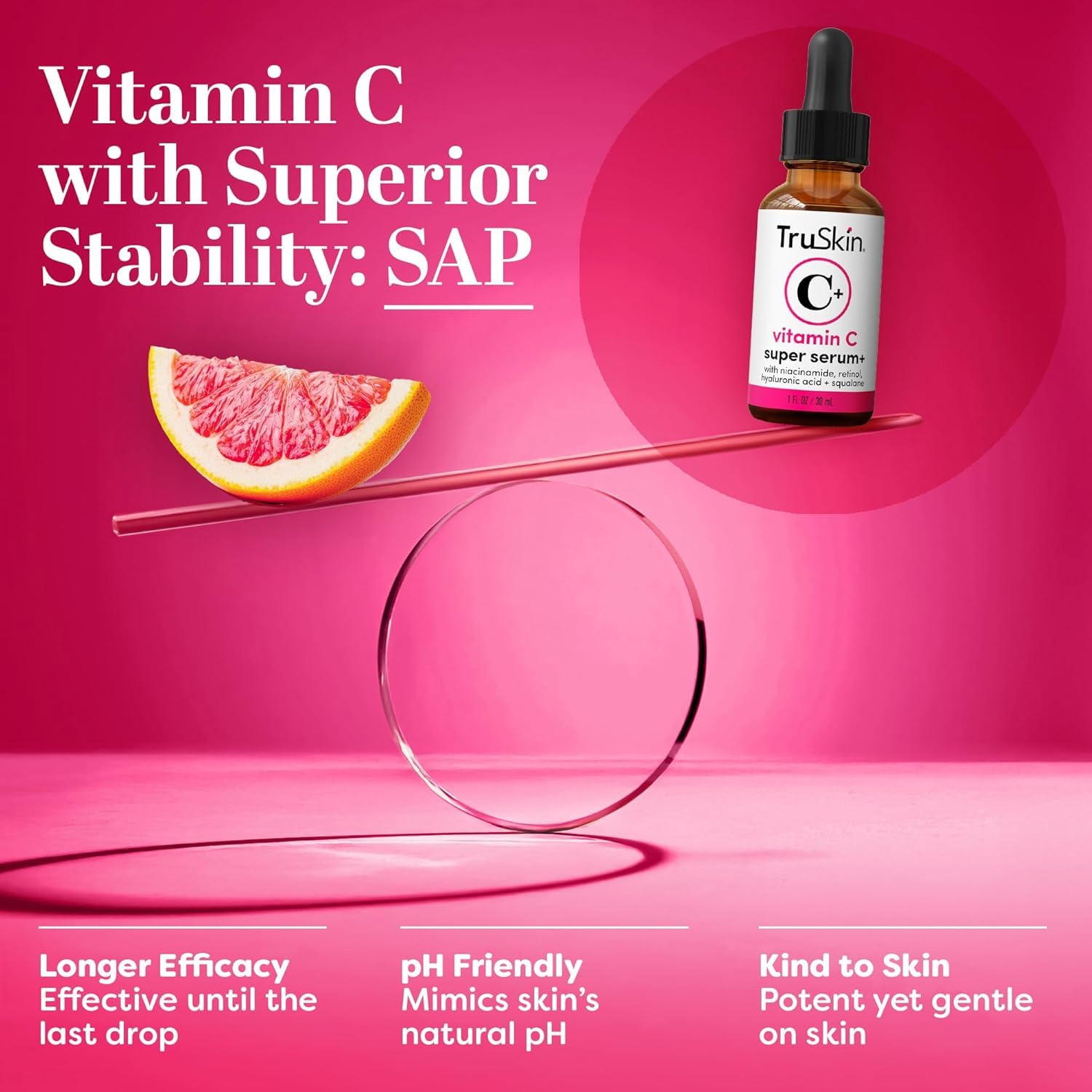 TruSkin 5 in 1 brightening and firming face serum dropper close up
