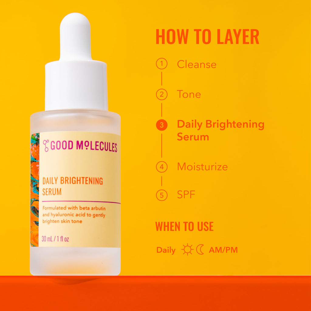 Good Molecules Daily Brightening Serum ingredients list on packaging