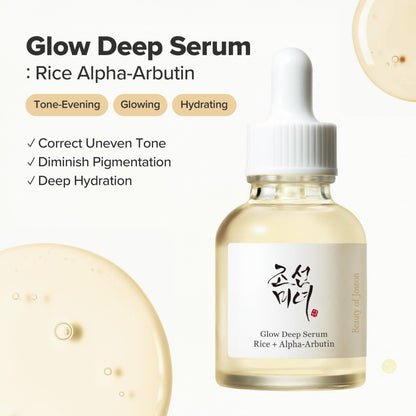 Authentic Beauty of Joseon Rice and Alpha Arbutin serum bottle on a clean background