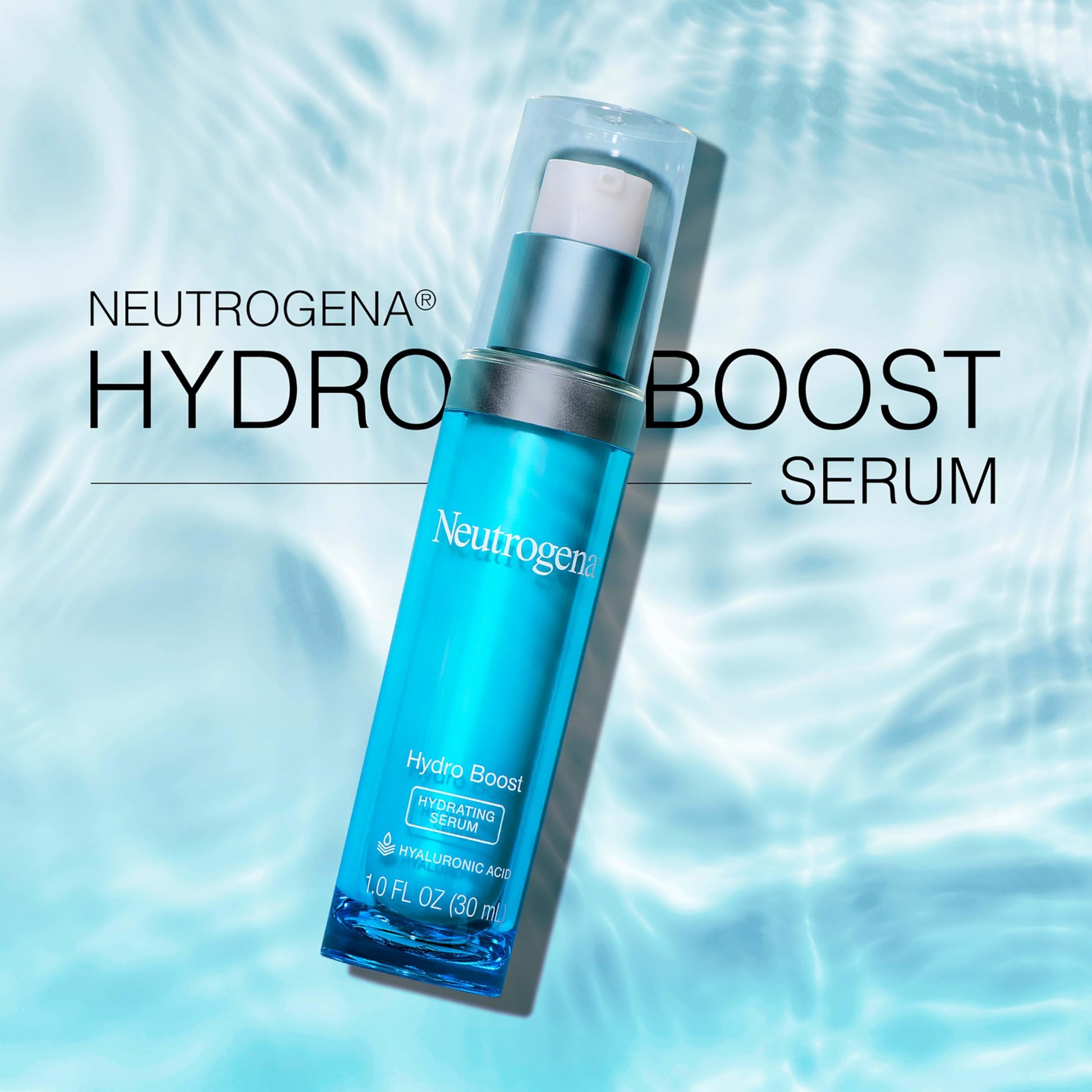 Neutrogena hyaluronic acid face serum clear glass dropper bottle texture