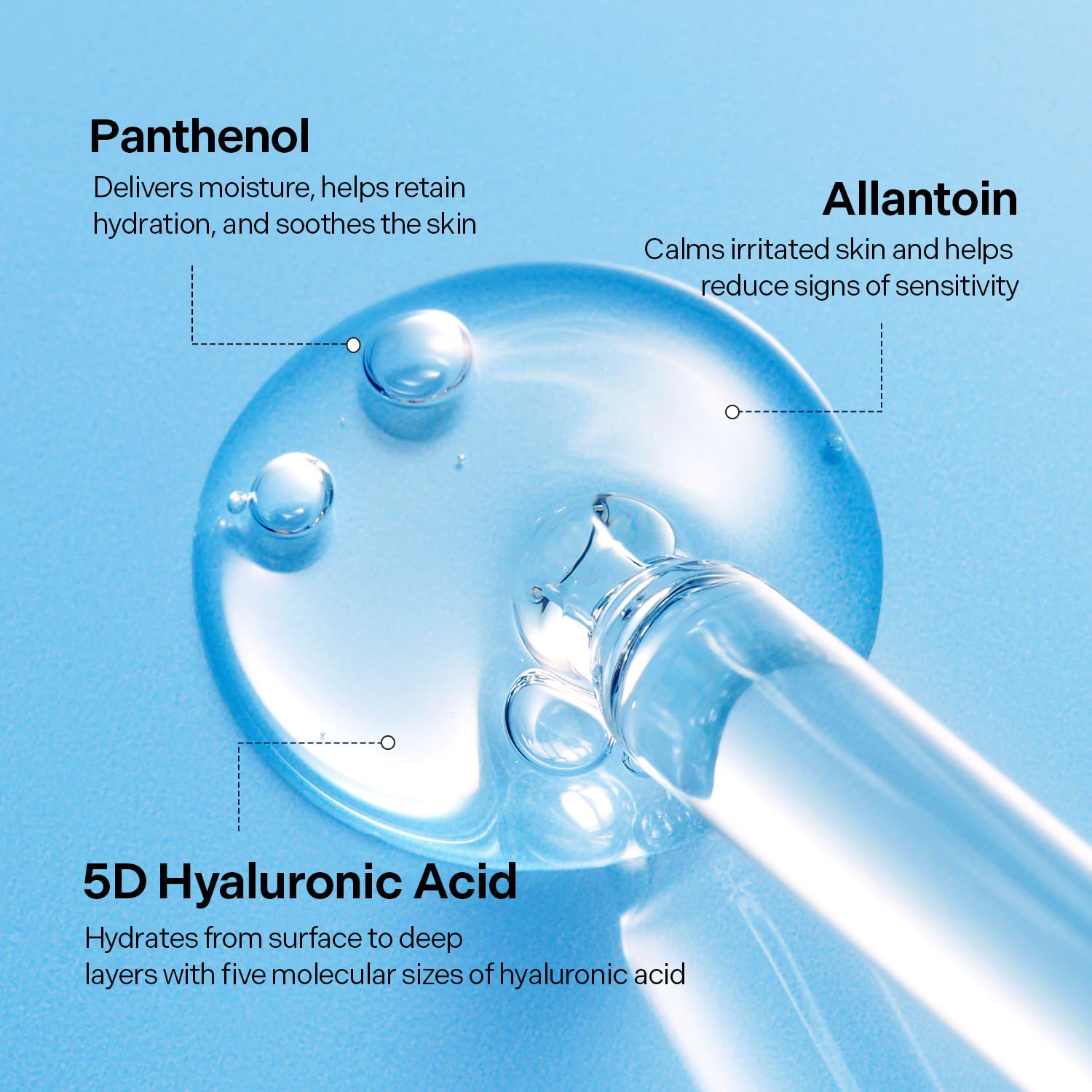 Lightweight fast absorbing hyaluronic acid serum for dry and sensitive skin types.
