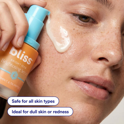 Bliss Bright Idea daily illuminating skin treatment side view showing product directions.