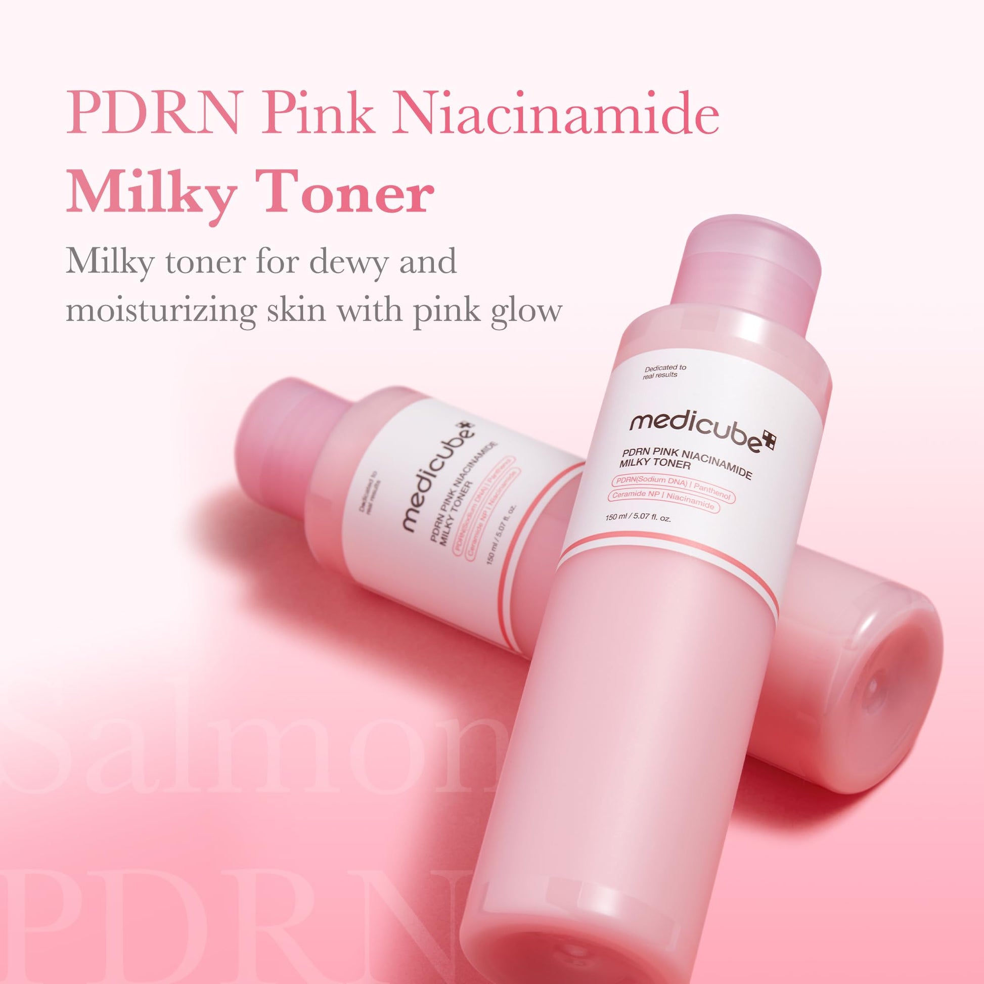 Close up of Medicube PDRN Salmon DNA toner bottle