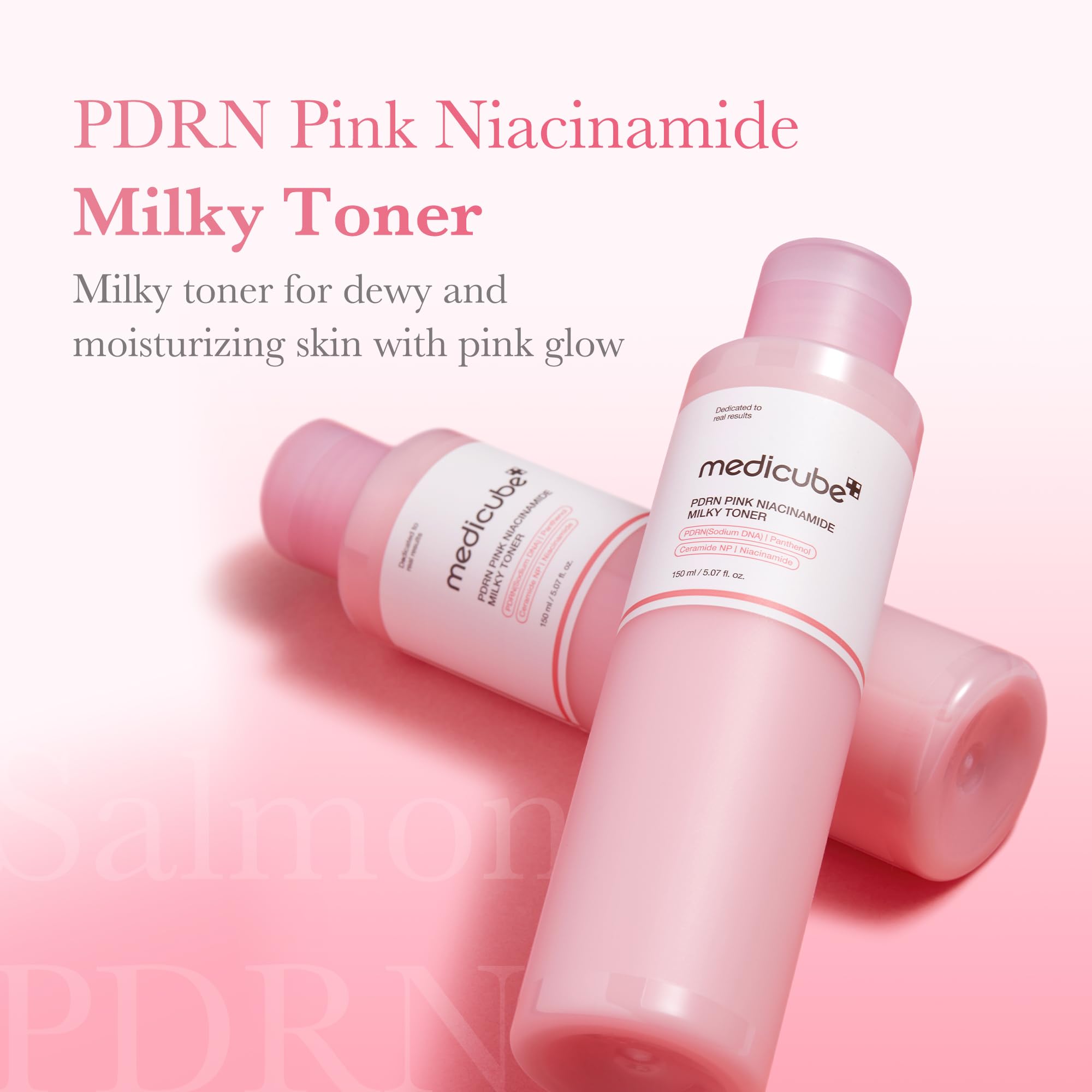 Close up of Medicube PDRN Salmon DNA toner bottle