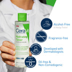 CeraVe Hydrating Toner placed next to cotton pads for application