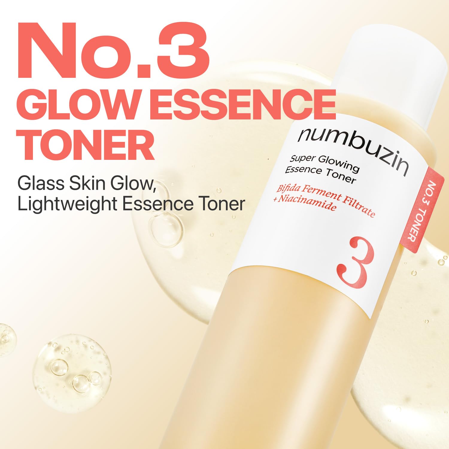 Numbuzin fermented essence toner showing rich fluid texture being poured on palm