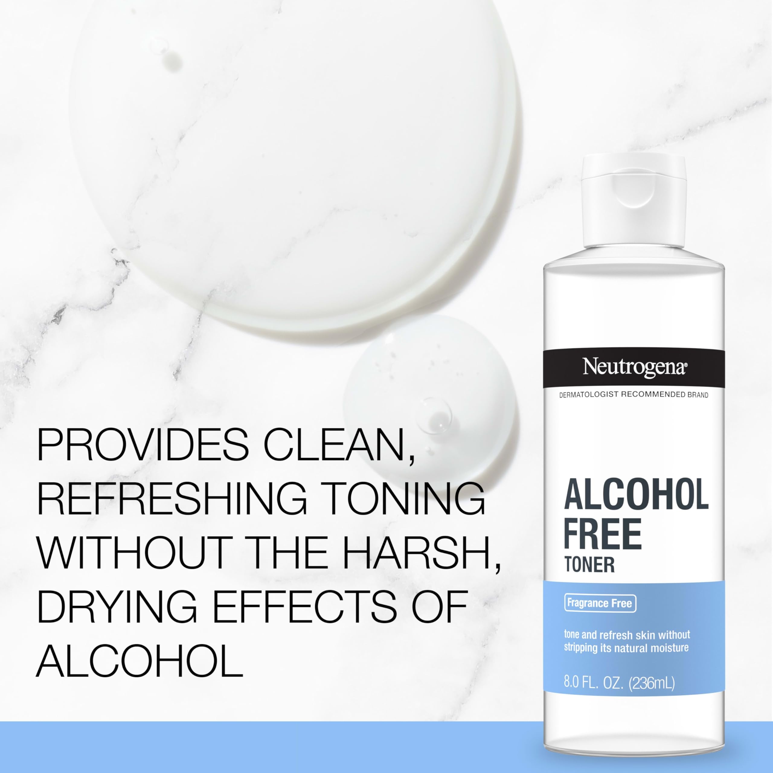 Side profile of Neutrogena alcohol free facial toner bottle