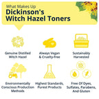 Side profile of Dickinson's botanical skincare bottle