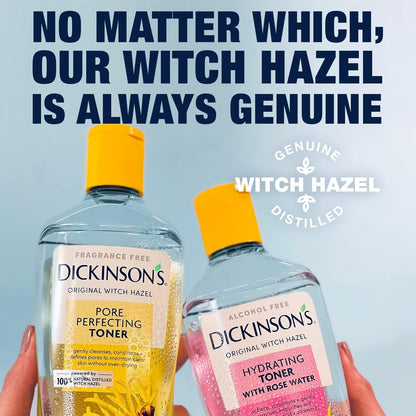 Back label of Dickinson's Enhanced Witch Hazel Toner with Rosewater