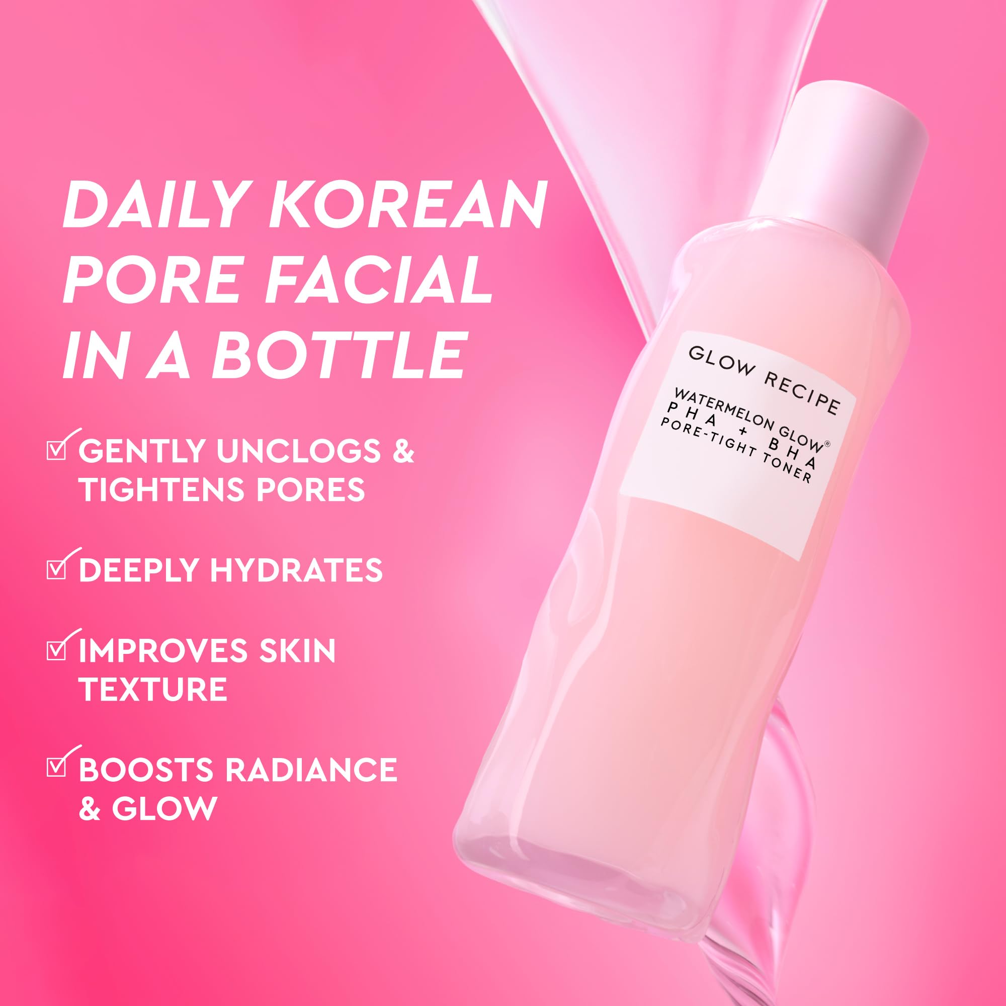 Glow Recipe hydrating facial toner pink liquid texture close up