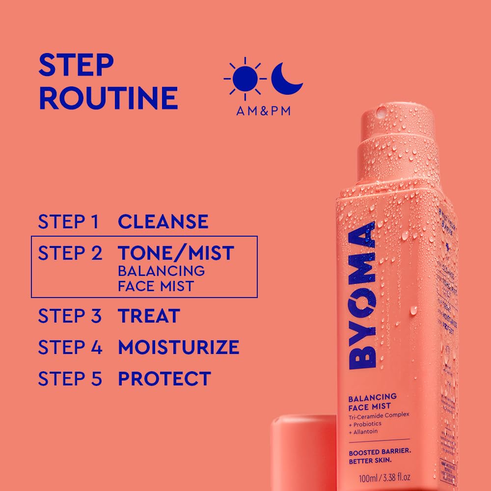 Byoma Balancing Face Mist 100ml bottle lifestyle shot