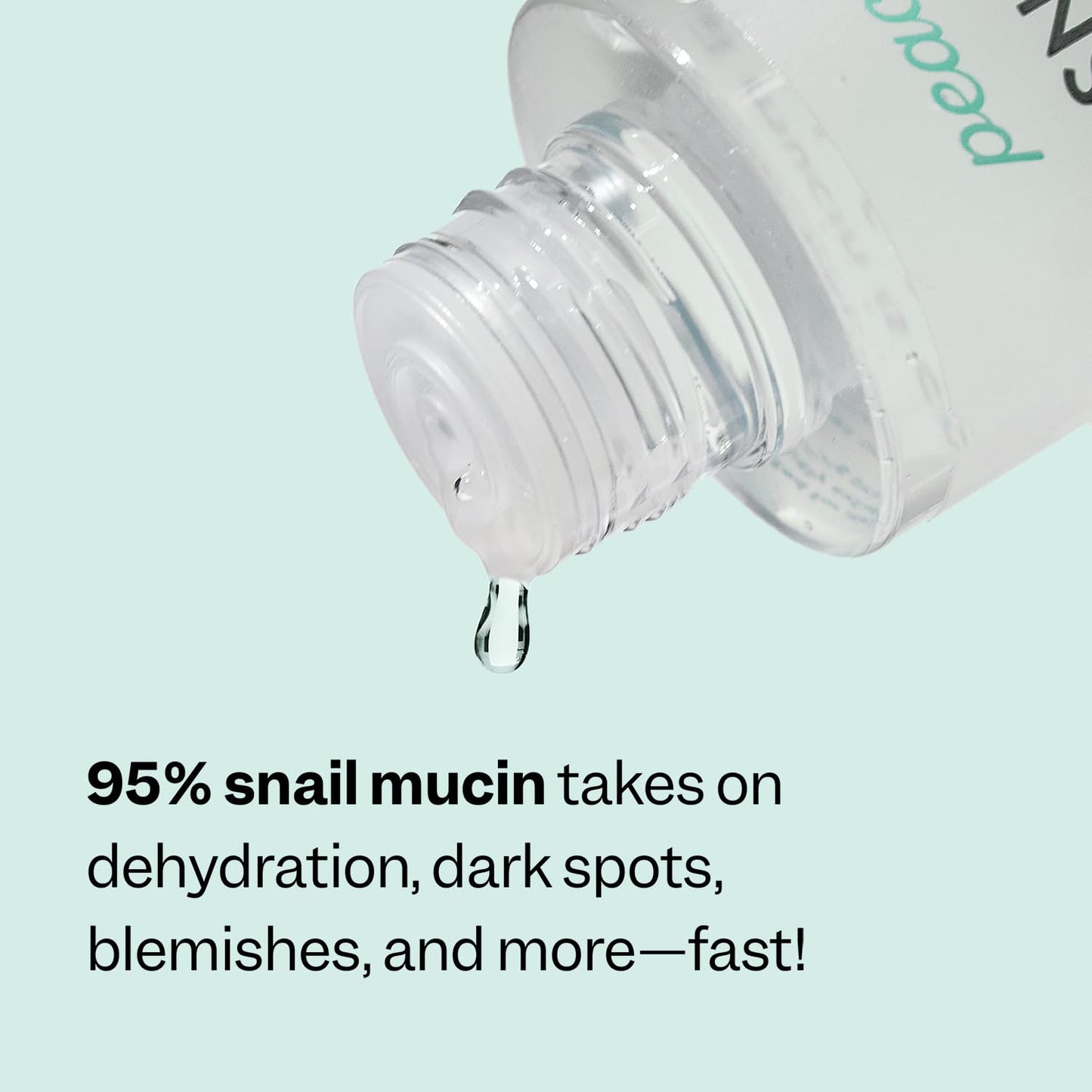 Peach Slices Snail Rescue Toner bottle angled view showing ingredients like hyaluronic acid and cica