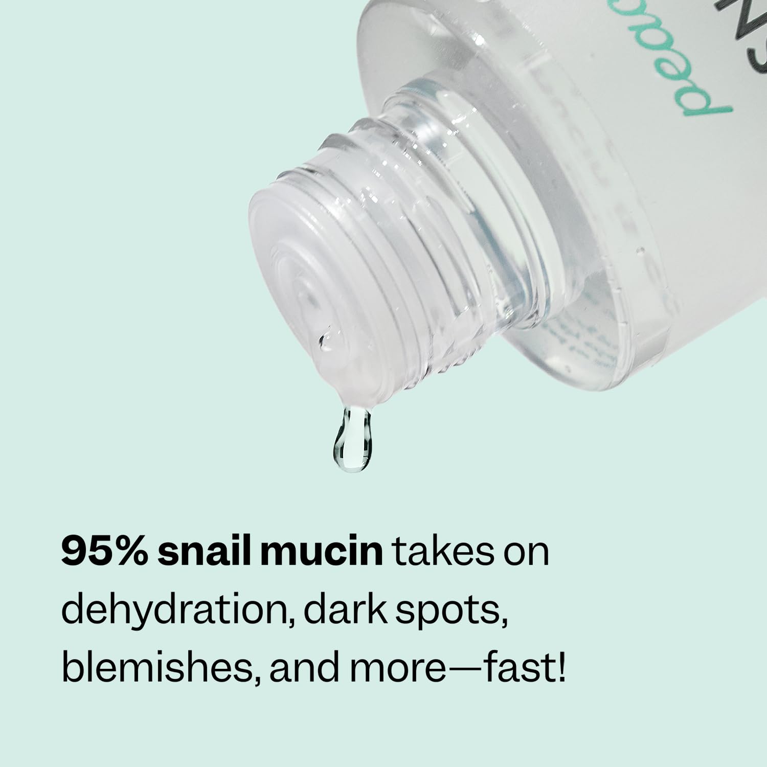 Peach Slices Snail Rescue Toner bottle angled view showing ingredients like hyaluronic acid and cica