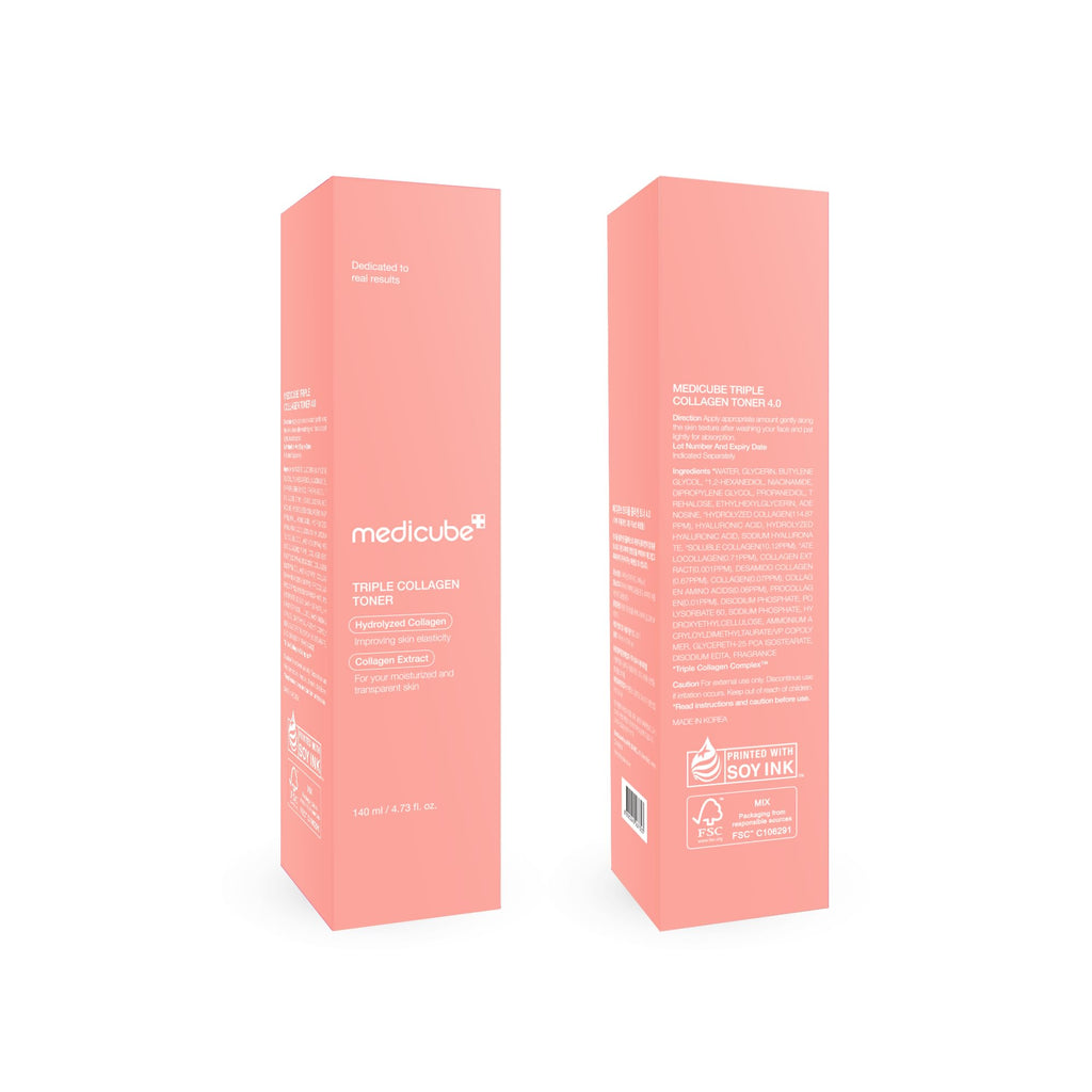 Medicube Triple Collagen Toner lifestyle application flatlay