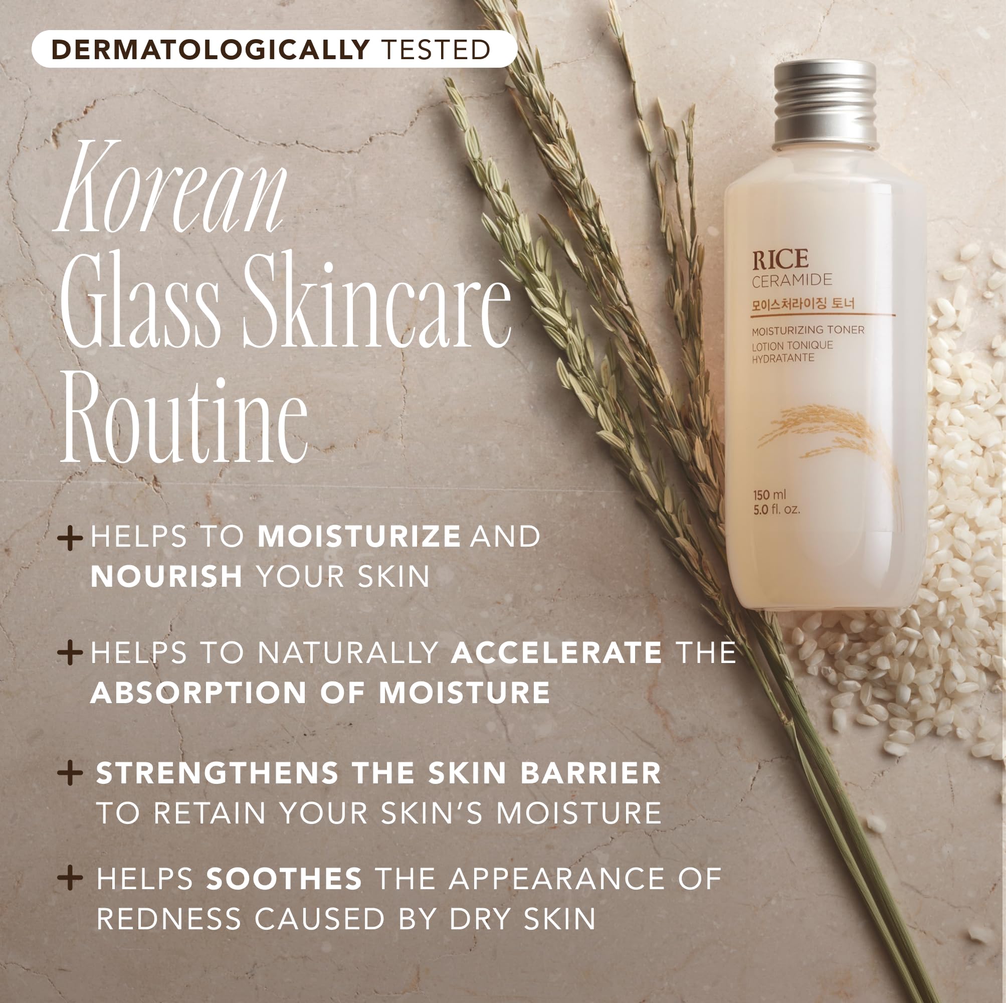 The Face Shop Rice and Ceramide toner bottle showing milky texture