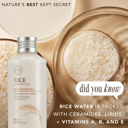Side profile of The Face Shop Rice and Ceramide toner 150ml bottle